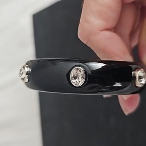 Black Bangle set with Clear Rhinestones